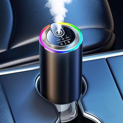 Auto Luchtverfrisser Diffuser met 50ml Parfum Oceann, 4-6 Maanden Gebruik, Ultrasone Vernevelaar, RGB Muzieklicht, 3 Standen, Automatisch Aan/Uit, 1000mAh Batterij