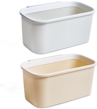 2 x afvalbak, lade, bedorganizer om op te hangen, hangende afvalemmer om in te klemmen, luiertafel, houder om op te hangen, keukenafvalbak, wit beige