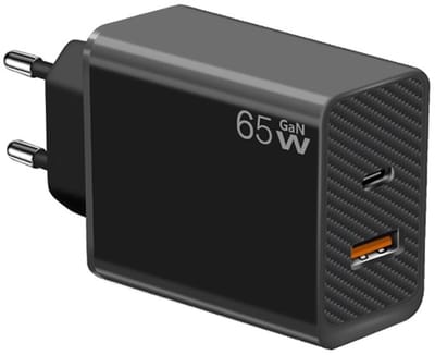 48W GaN USB-C + USB-A Snellader - PD 3.0 & QC 3.0 - Compacte Adapter Oplader geschikt voor laptop, telefoons, tablets etc. - zwart