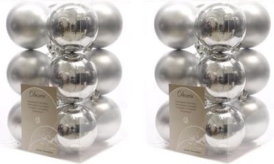 Decoris kerstballen - 24x st - zilver - D6 cm - kunststof - mat/glans - kerstversiering