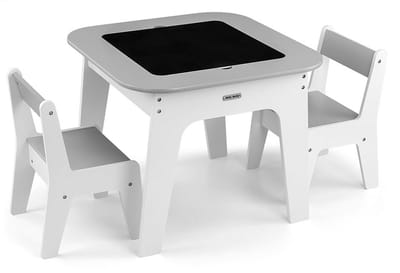 Milly Mally Sven kindertafel met 2 stoelen grijs - Kinder meubelset