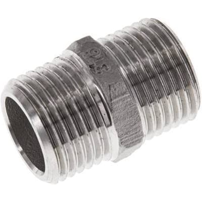 Dubbele Nippel G1/2'' RVS Vlakke Afdichting 16bar 22mm Hex