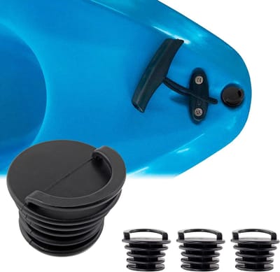 4 stuks - Kajakgatplug, multifunctionele kajakplug, rubberen afvoerplug, eenvoudig te installeren, reserveonderdelen voor kano's en boten 5x3cm (zwart)