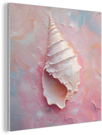 Akoestisch wandpaneel 50x50 cm - Vilt schilderij Schelp - Pastel - Pink - Akoestische panelen - Geluidsdempende wanddecoratie - Geluidsisolatie woonkamer - Muurdecoratie geluidspanelen