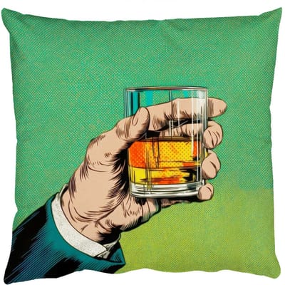 Sierkussens - Kussentjes Woonkamer - 50x50 cm - Whisky - Glas - Hand - Groen