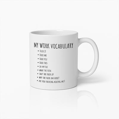330ml Grappige Werkwoorden Mok – Humoristische Koffiebeker met Sarcastische Taal – Stoer Cadeau voor Kantoorhumor Liefhebbers
