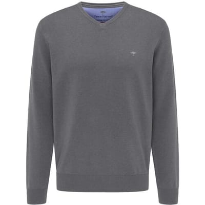 Fynch-Hatton Trui Uni Katoen V-Hals Steel / male