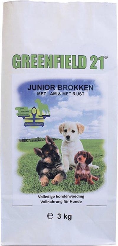 Greenfield Puppy en junior hondenvoer met lam en rijst | 3 kg en 10 kg 10KG