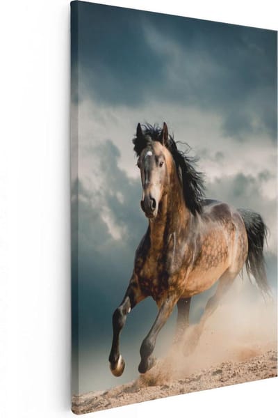 Artaza Canvas Schilderij Galopperend Paard - 20x30 cm - Klein - Wanddecoratie Woonkamer - Muurdecoratie Dieren - Kamer Accessoires