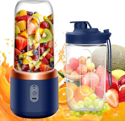 Draagbare Mixer - Smoothie Maker - Sap Maken - 6 Roestvrijstalen Bladen - 400ml Capaciteit - Blauw