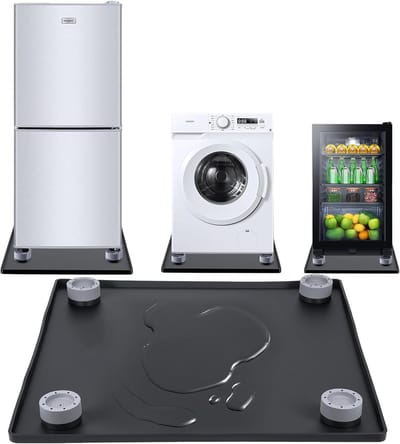 Wasmachinebak - Vloerbescherming - Apparaten Beschermen - Waterdichte Siliconen - 60 x 60 cm - Zwart