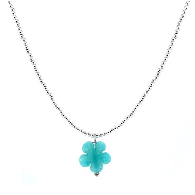 Heaven Eleven - dames - ketting - zilver 925 - bloem turkoois - 3,5mm - verstelbaar 40cm + 4cm