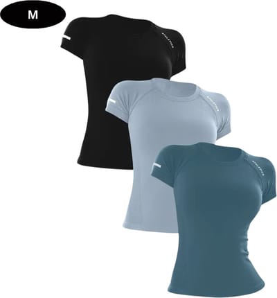 Livano Sportshirt Dames - Sport - Fitness - Compressie Shirt - Corrigerend Hemd - Sportkleding - Vrouwen - 3 Stuks - Zwart + Roze + Groen - M