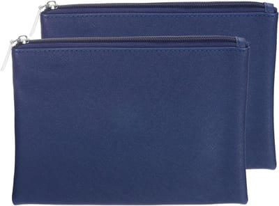 Make-upetui van PU-leer, 2-delig en waterdicht, met zachte ritssluiting voor meisjes en kantoor, ideaal voor reizen en organisatie (marineblauw, klein)