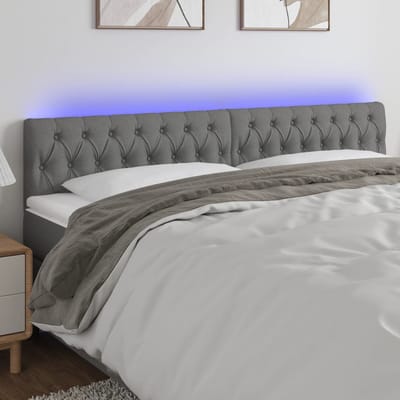 vidaXL - Hoofdbord - LED - 200x7x78/88 - cm - stof - donkergrijs