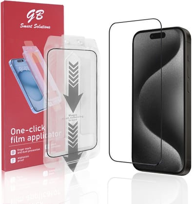 GB ProGuard Elite Screenprotector voor iPhone 15 Pro Max - Applicator Film – Gehard Glas – Volledige Dekking – Krasbestendig & Schokabsorberend