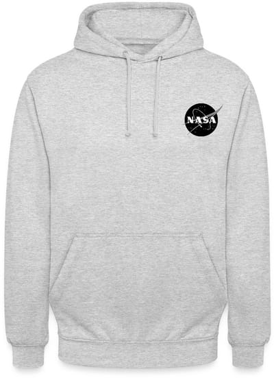 NASA Zwart-Wit Klassiek Logo Als Borstlogo Hoodie Unisex