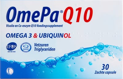 OmePa Q10 – Visolie, EPA, DHA & Kaneka® Ubiquinol (Actief Co-enzym Q10) - 30 Softgel Capsules