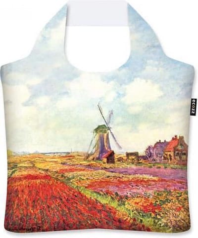 Ecozz tas - Tulip Fields in Holland - Claude Monet - met rits - 46x41 cm