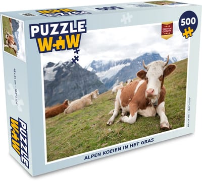 Puzzel Koeien - Weide - Alpen - Legpuzzel - Puzzel 500 stukjes