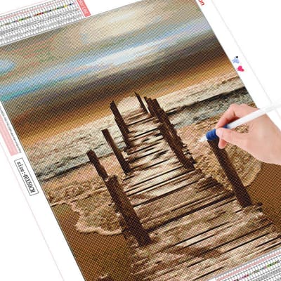 Diamant borduurwerk landschap DIY Kid Diamond schilderij volledige ronde kust foto 20X30CM black