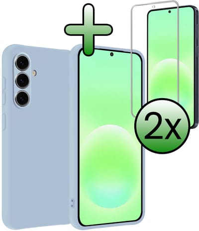 Hoesje Met 2x Screenprotector - Geschikt voor Samsung Galaxy A57 - Sterk & Shockproof - Back Cover - Siliconen Case - Telefoon Hoes - Lichtblauw