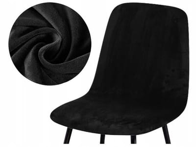 Meble odNowa - Scandinavische Stoelhoes - Zwart Velours - Grijze Grondstof