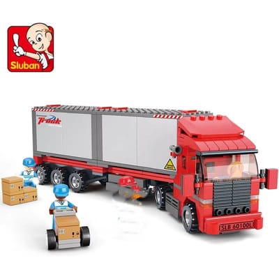 345 Stuks Sluban 0338 Hatchback Dubbele Aandrijving Vrachtwagen Transporter Bouwsteen Puzzel Kinderen Gemonteerde Blokken Speelgoed Minatuur red