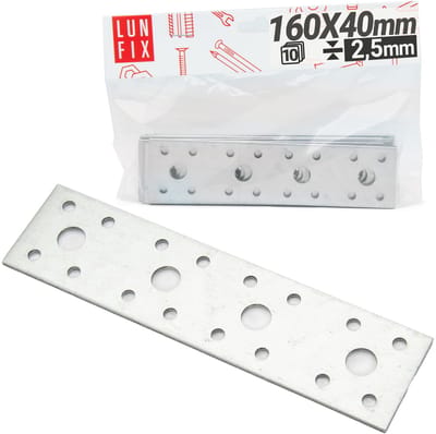 LUN FIX - Staalverbinder - Geperforeerd plaat - 160x40x2,5 - 10 stuks - Verzinkt