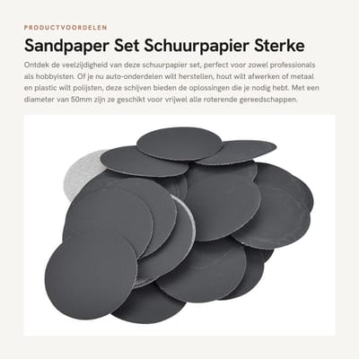 Dailygoods- Schuurpapier Set 1500# - Schuurpapier 50mm - Slijpschijven - Slijpkracht - Slijtvastheid - Geschikt voor nat/droog gebruik
