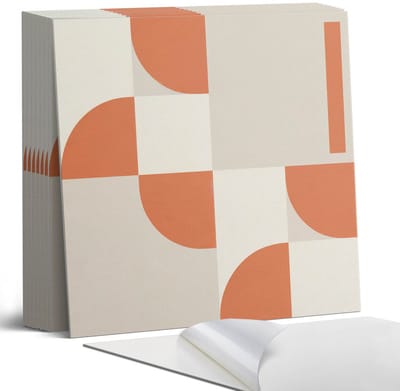 Coloray Plaktegels - Abstracte ordening van vormen Portugese Tegels - 30 cm x 30 cm - Oranje Plaktegels - 9 stuks - Vierkant PVC Tegels - Plaktegels Keuken - Zelfklevende Vloertegels - Vinyl Tegels Zelfklevend - Zelfklevende Tegels