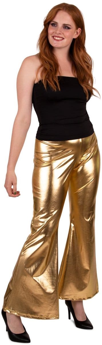 Flared Broek Metallic Goud Dames - Maat S/M