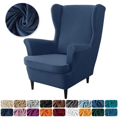 1 pièce Housse de Fauteuil à Oreilles Extensible Housse de Fauteuil à Oreilles en Velours Élastique Anti-salissure Housse de Canapé Simple Relax avec Housse de Coussin d'Assise