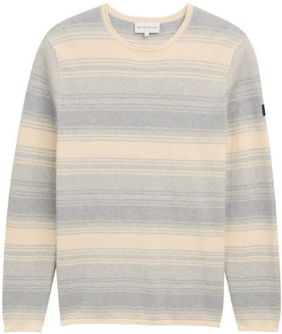 Tom Tailor - Gebreide trui met streeppatroon - Maat XXL - grey white stripe