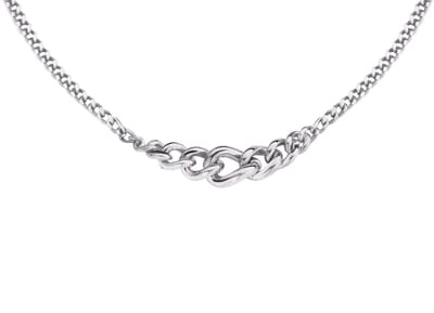 New Bling 9SIL-23472 Zilveren Gourmette Ketting Aflopend - 42+3cm - 1.7 tot 5.3mm Breedte - Rhodium - Zilver