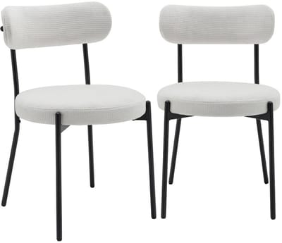 sweeek - Set van twee metalen en chenille stof stoelen l 47 x b 49 x h 76,5cm - livia