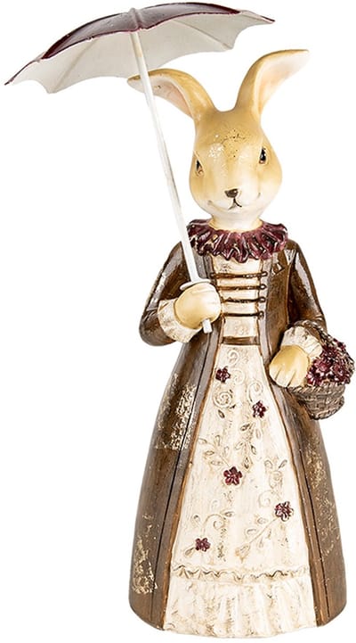 Clayre & Eef Decoratie Beeld Konijn 21 cm Bruin Kunststof