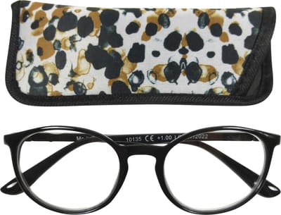 Lilly&June Leesbril Glanzend Zwart met Gun Metal scharnier +1 - Met Bijpassend Etui