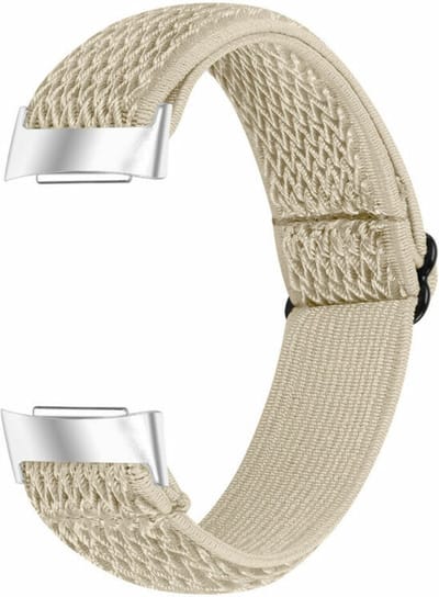 Strap-it Activity tracker bandje - elastisch nylon bandje geschikt voor Fitbit Charge 3 / Fitbit Charge 4 - beige