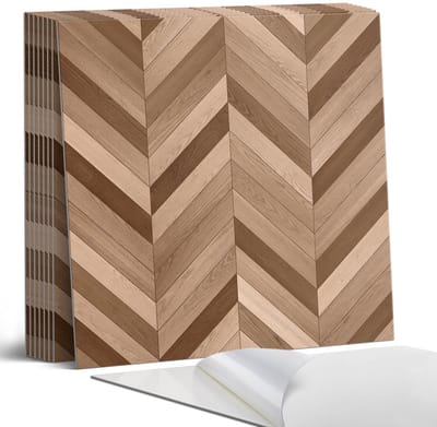 Coloray Plaktegels - Visgraat houtpatroon Portugese Tegels - 30 cm x 30 cm - Bruin Plaktegels - 9 stuks - Vierkant PVC Tegels - Plaktegels Keuken - Zelfklevende Vloertegels - Vinyl Tegels - Zelfklevende Tegels
