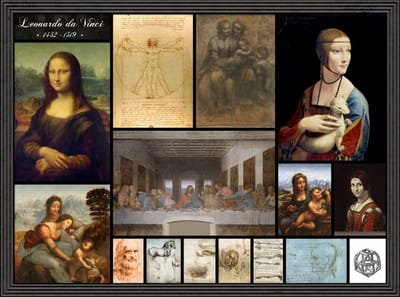Grafika puzzel Leonardo da Vinci collage - kunst legpuzzel 2000 stukjes.