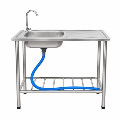 Muntel® Camping Tafel Met Gootsteen - Kraan en Wasbak– RVS - 100 x 50 x 77 cm