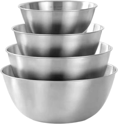 Peysaitr - 4-delige Mengkom Set – 304 Roestvrij Staal – Stapelbaar – multifunctioneel keukengereedschap – zilver – 16/19/22/24 cm