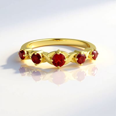 Cavill - Zilveren ring 925 Sterling zilver verguld - Tanzania robijn 0,519 ct ronde briljant geslepen - elegante dames ring - maat 17 18 19