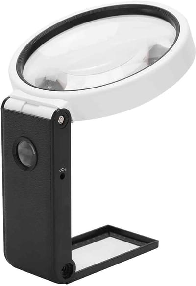 longziming -25x Vergrootglas met LED Licht – Handheld en Staande Loep met 8 LED Lampjes – Ideaal voor Tijdschriften, Hobbies, Handwerk, Inspectie en Onderzoek – Inclusief Lenskap