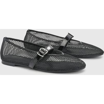 boohoo Dames Mesh Mary Jane Ballerina's | Zwart | Maat: 37
