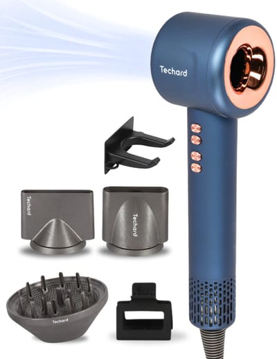 Techard Ionische Haardroger Fohn met Diffuser voor Krullen Haarfohn Ultra Stil en Superkrachtig met Diffuser Hair Dryer Reisfohn 110.000RPM - Inclusief Opbergtas