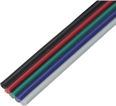 20 Meter RGBW LED Verlengsnoer Plat Kabel voor Kleurverandering Strips - 5-aderig