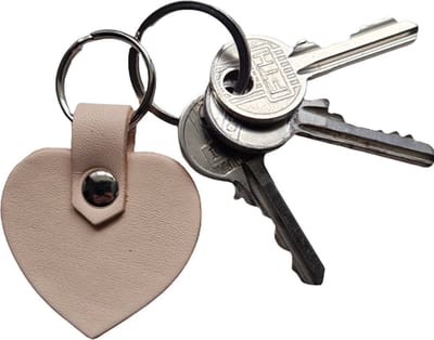 Toetie & Zo Handgemaakte Leren Sleutelhanger- Hart - Beige - Bruin - Sleutelhouder - Tuigleer