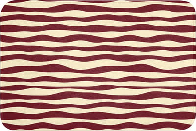 Badmat 90x60 cm - Antislip - Golven - Rood - Patroon - Crème - Badmatten voor badkamer - Badkamermat - Douchemat - Badkamer mat